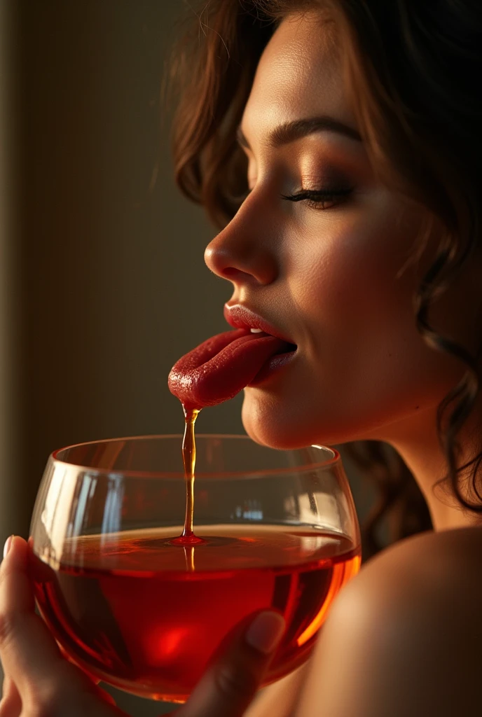 Generate a photorealistic image inspired by Lexi Love's tweet about wine tasting. Use Octane Render to create a scene where Lexi is immersed in the ecstasy of tasting desires. Focus on intricate details, such as the play of light on wine glasses and the rich colors of the wine. Ensure the image is UHD and 8K, providing a visually striking and hyperrealistic representation of the sensual experience.