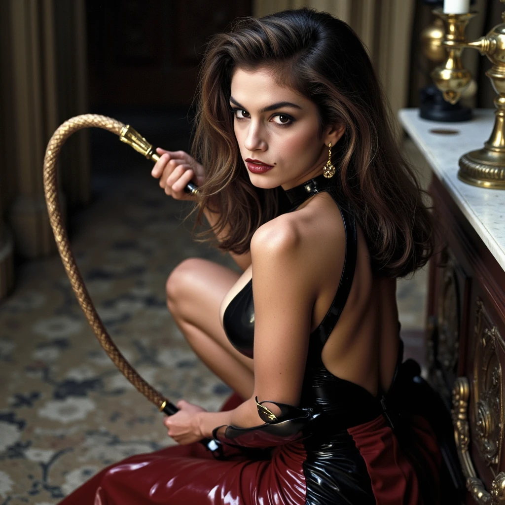 A beautiful woman sitting on a barstool with her waist and legs tied with ropes and hands bound, ((helpless expression)), dog collar, full body wide shot, sad. Best quality, 4k, highres, ultra-detailed, realistic, a beautiful woman with detailed eyes, detailed lips, and extremely detailed face; long eyelashes; tied to a barstool; her waist and aparted legs being bound with ropes; her hands tied; a medium resembling an illustration; additional details like an elegant dress, bright makeup, and a helpless expression; vibrant colors; dark lighting; intense focus on facial features and emotions,nsfw,Masterpiece,in a bar,detailed background