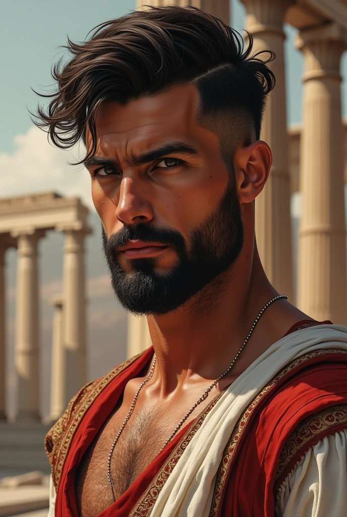 portrait of a young, muscular very handsome and attractive Gladiator warrior man, in front of an ancient destroyed Roman city on fire, raining, short messy hair, hairy body, gladiator clothe, close up, regal pose and attitude. fking_cinema_v2. , very strong and fitted, very intense action, dynamic action scene, dynamic juxtaposition, a sword, fierce look, looking at the viewer, fierce look, tumblr contest winner, hurufiyya, very strong fitted and masculine, movie still, cinematic lighting. photograph, detailed symmetric realistic face, extremely detailed natural texture, peach fuzz, short messy hair, masterpiece, absurdres, nikon d850 film stock photograph, kodak portra 400 camera f1.6 lens, extremely detailed, amazing, fine detail, intense actio, hyper realistic lifelike texture, dramatic lighting, unrealengine, trending on artstation, cinestill 800 tungsten, looking at the viewer, photo realistic, RAW photo, TanvirTamim, high quality, highres, sharp focus, extremely detailed, cinematic lighting, action, 8k uhd,