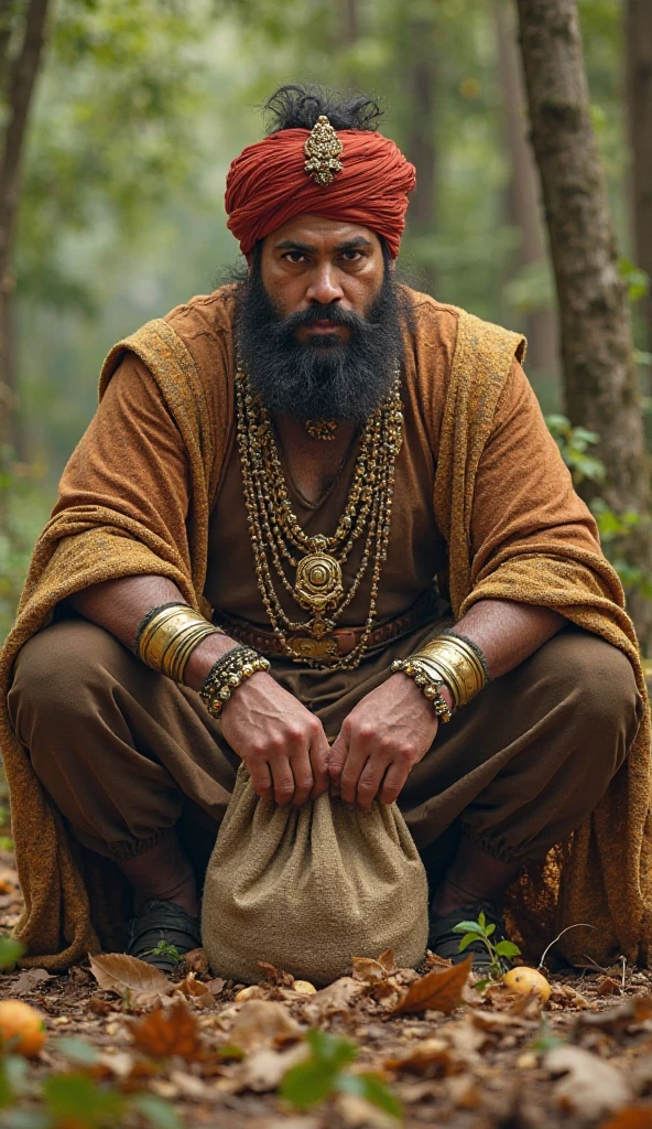 A black man with a fat, pot-bellied body, playing a Tribal Magic Flute, Communicative appearance, charismatic smile. Tribal clothes in red and black colors, A magical bard of Exu