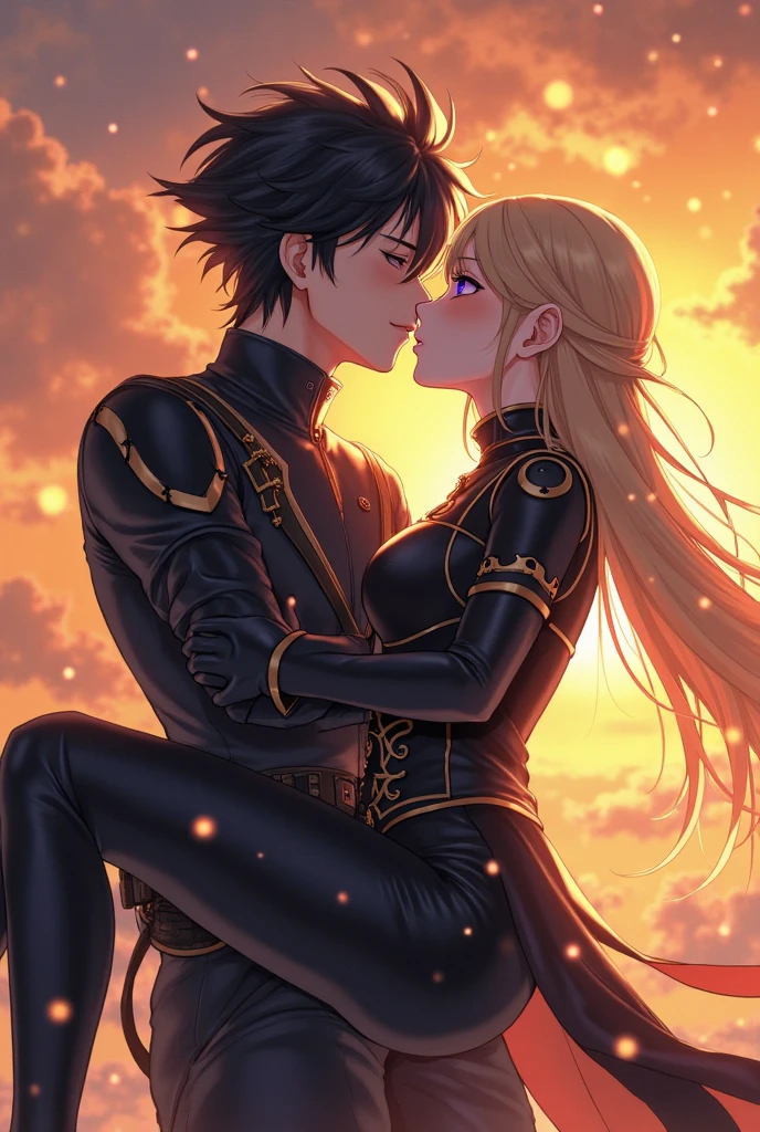 Masterpiece, Awesome, Illustration, 8K resolution, cinematic light, girl, boy, kiss, hug, armor, stars, love, dazzling