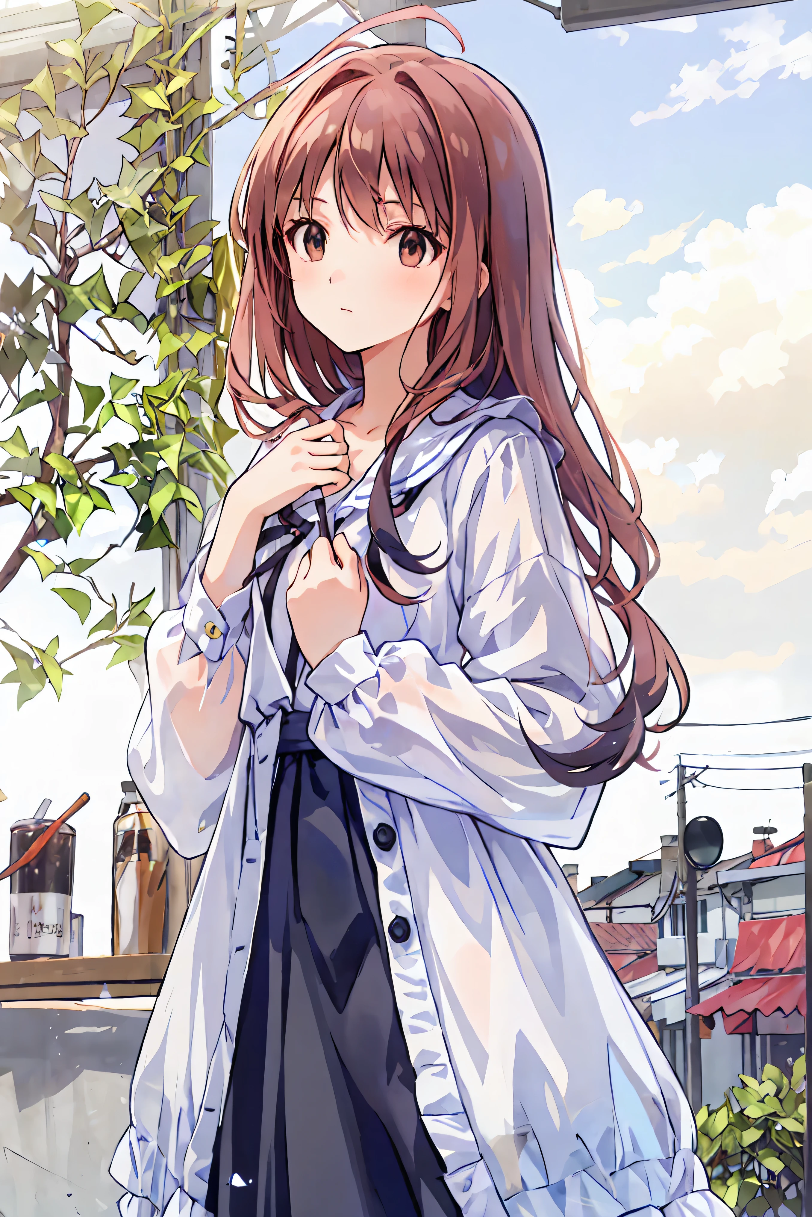 dull bangs, princess cut, quick bang, NFSDW , retina, masterpiece, accurate, textured skin, very detailed, 解剖学的に accurate, More Information , High Quality, nothing, 最 High Quality , cute, A girl of a beautiful age , dull bangs, curly hair, turn your arms around your back , clavicle, thigh , uniform, , small , amazing、 Hair,Shortcut,unkempt hair,Short braided hair,Neat, slender beautiful woman, correct posture,Small chest,beautiful legs,enchanting gray-blue eyes shine like stars along with the background,droopy eyes,bright colors,Beautiful Eyes,A delicate smile,Textured Skin,best quality, gentle and beautiful woman ,anime-style、