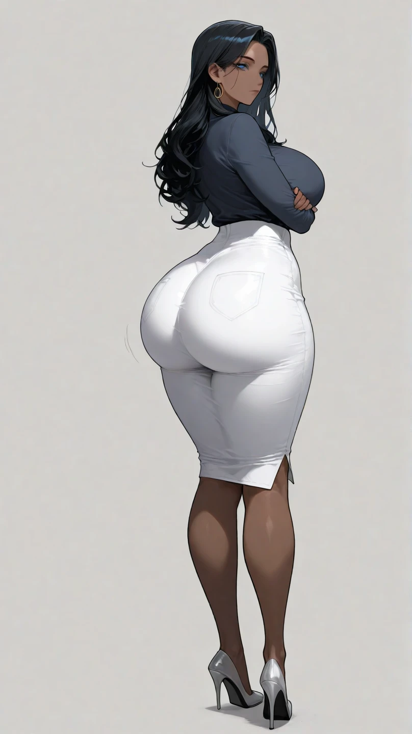 ((masterpiece, best quality)), ((33 year old)), (((Curvy))), ((Black woman with large afro)), in ((white fullback cotton panties)), white bra, ((Large hips)), bending over, (((realistic art style)))