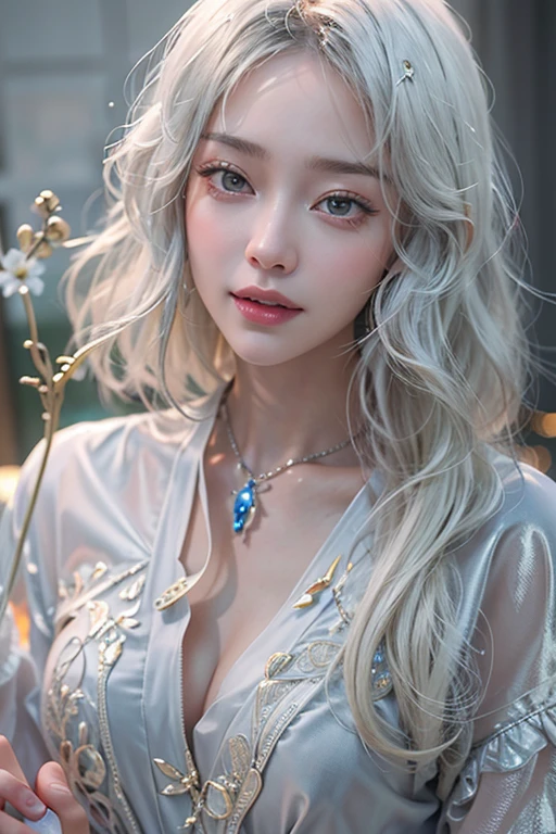 lifelike, high resolution, 1 female, Buttocks up, beautiful eyes, long hair,  hanfu, Chinese fairy, masterpiece，Extreme details，highest quality，超high resolution，individual，8K resolution，a girl，红色long hair，Hanfu，bun，antiquity，Chinese style，blue eyes，Xianxia worldview，，
