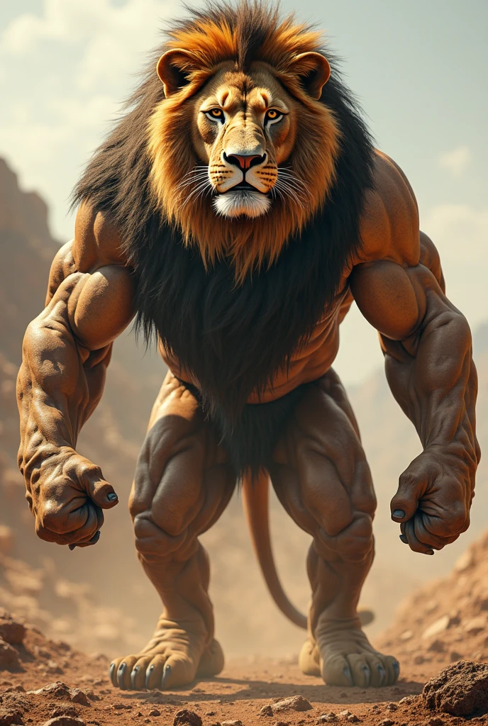 muscular lion working out