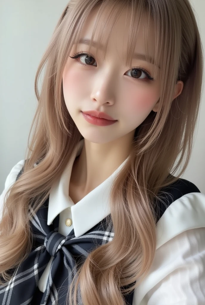 best quality, white skin, real human skin, detailed face, oval face, pores, bang, ultra high res, (8k, RAW photo, photorealistic:1.4), 1girl, slim, Long blonde hair, (looking at viewer with a serene and goddess-like happiness:1.2), ( lipgloss, eyelashes, gloss-face, best quality, ultra highres, Broad lighting, natural shading), oversized jacket, fashion shirt, cityscape, <lora:koreanDollLikeness_v15:0.3> <lora:EastAsiaDollLikeness_V4:1>