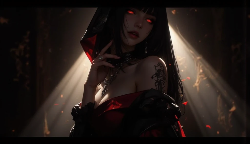 best qualtiy,tmasterpiece,超高分辨率,(realisticlying:1.4),RAW photogr,1eldritch girl,bshoulders,in the darkness nigth,deep shading,low tune,Cold light nudity,tear-mole,Naked Women,No clothing,Condescending,The chest is not covered,electric chair,shackle