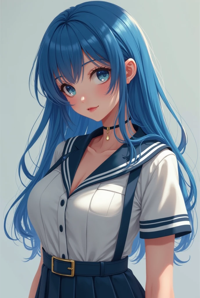 (masterpiece, top quality, very aesthetic, 4k、super detailed), intricate detail, 1girl,stand、upper body:1.3、
Cute 、blue hair、middle hair,sidelock ,,blue eyes、sailor uniform、medium breasts,Slim 、JK