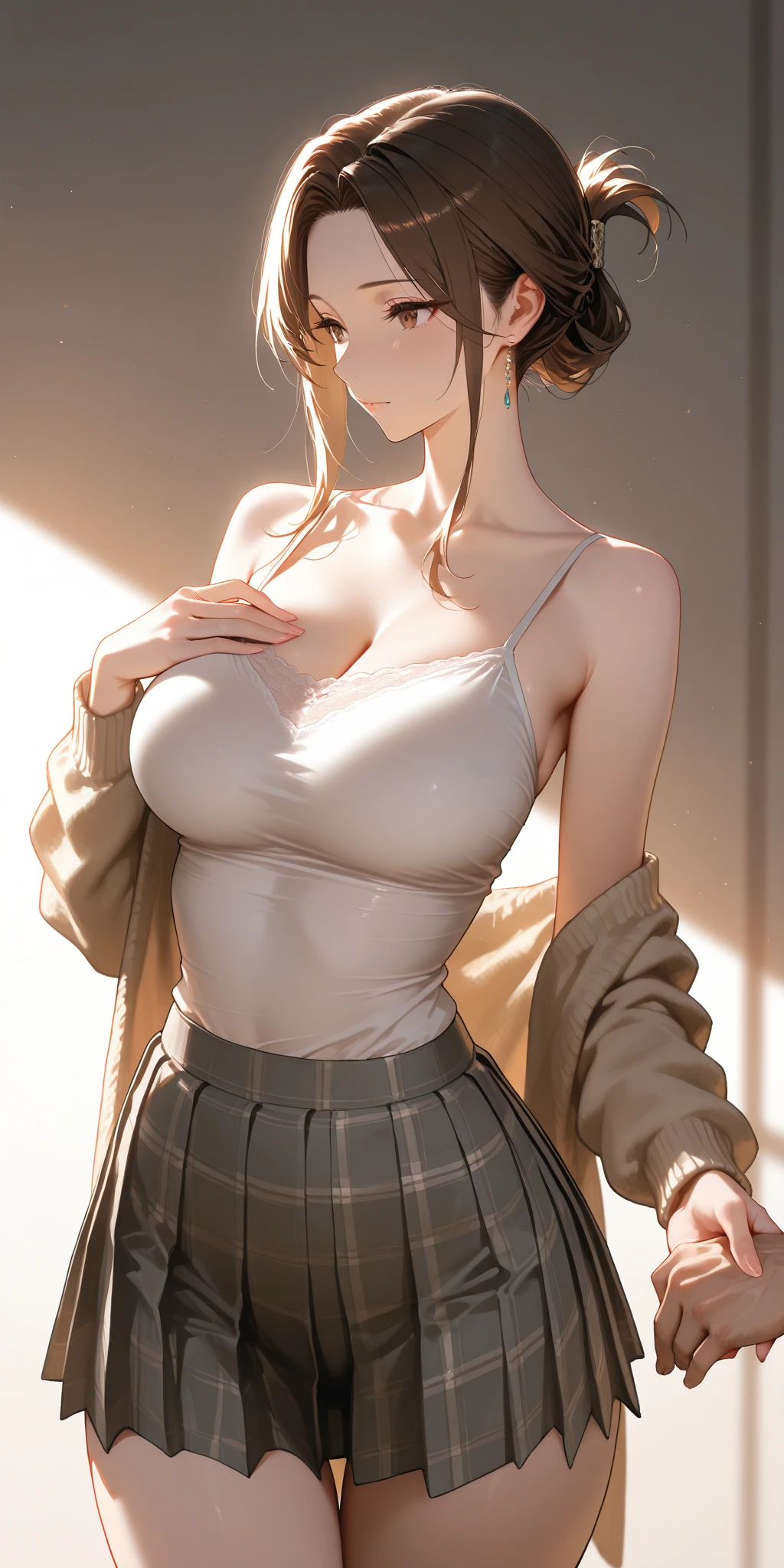 wearing a school outfit,((extremebig tits)),(highest quality、4k、8k、High Resolution、masterpiece:1.2)、Super detailed、(Photorealistic:1.37)、Portrait、Sharp Focus、feminine、delicate、White skin、female curves、Gentle expression、Soft lighting、Bright colors、Artistic atmosphere, shy expression, showing tits, in school, big pointy nipples, close-up on face and tits, waist-up-portrait, short blond curly hair, orange eyes, cute face,