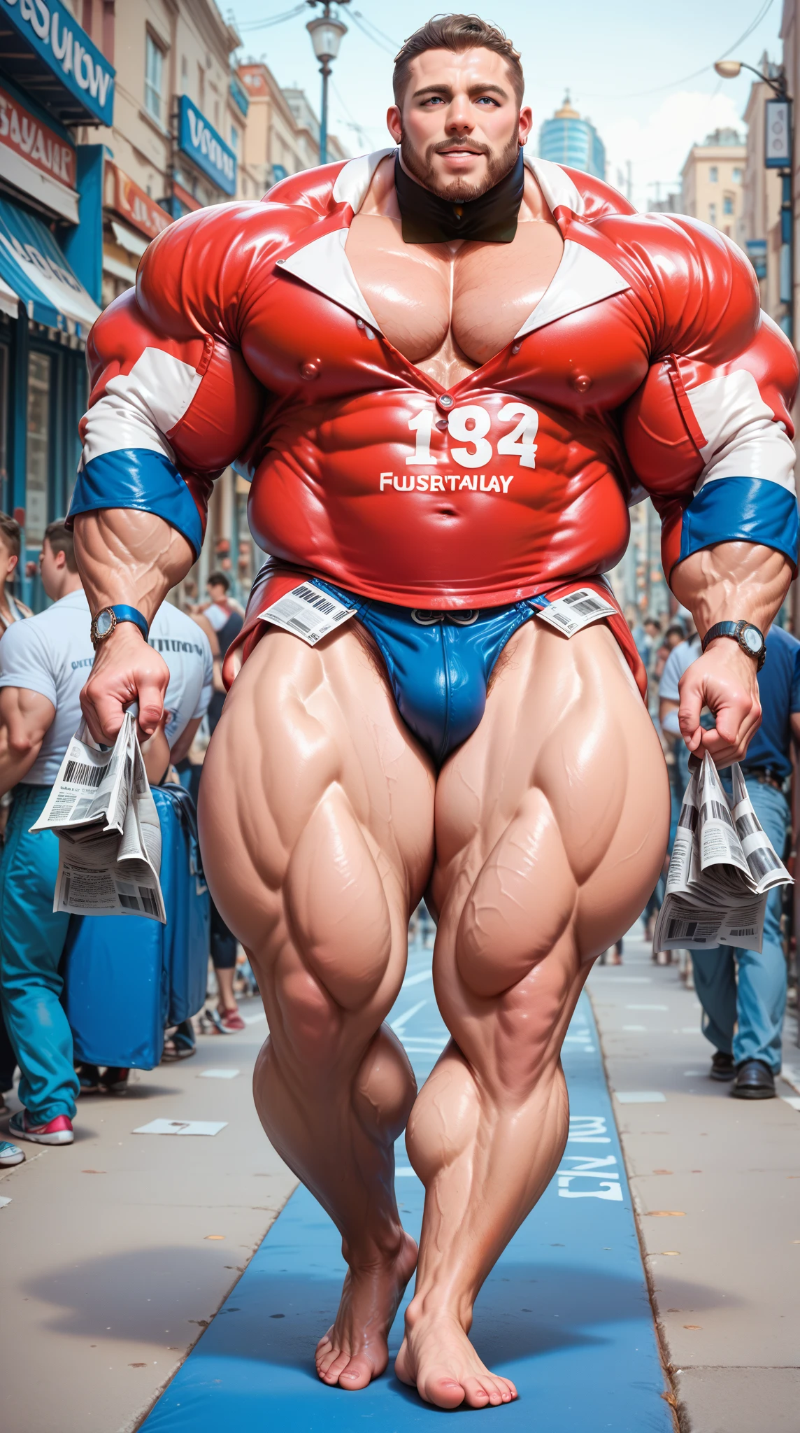 Husky dog, sugar daddy, muscular, handsome, jogging, park, tall, giant, (((big pecs:1.3))), (((big bulge:1.3))), (((narrow waist:1.2))), (((wide hips:1.2))), (((thick thigh:1.2))), (((wide thigh:1.2))), ((y bikini)), (((realistic)))