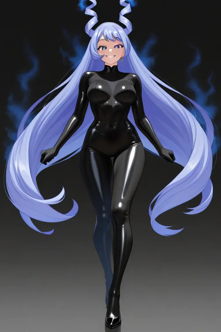 The whole body is covered with blue liquid,exposing her chest,Blue liquid,Beautuful Women,high-heels,blacksilk,Purple eye,are standing,Raised sexy,Cocked buttocks,Long-legged beauty,Thin leg,Mucus gets into the butt