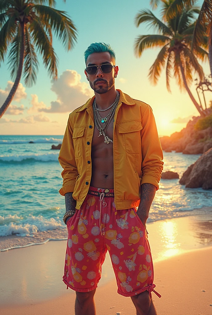 An Australian Hip-hop singer, doing a photo shoot with stylish clothes on Copacabana beach ((( 8k))) (((( Full HD))) (((( wall-paper))) (((( RAW)))