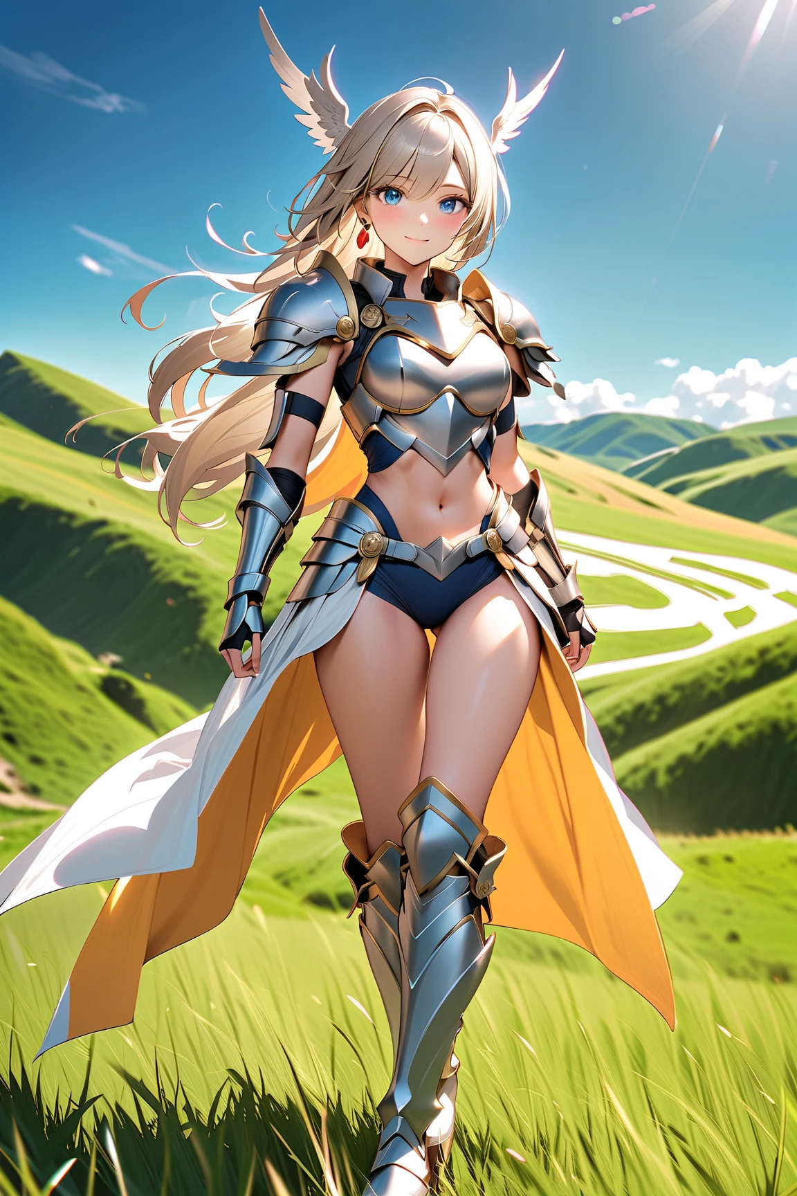<lora:Pony_kcl_v1_XL:0.7>,<lora:DetailedEyes_V3:1.6>,
anime screencap,best quality,masterpiece,
kcl,1girl,blonde hair,ponytail,floating hair,red eyes,dark skin,
cape,shoulder armor,thighhighs,gloves,boots,garter straps,thong,underwear,pubic tattoo,
full body,sitting,looking at viewer,smile,
nature,mountain,lake,sky,cloud,flower,wind,