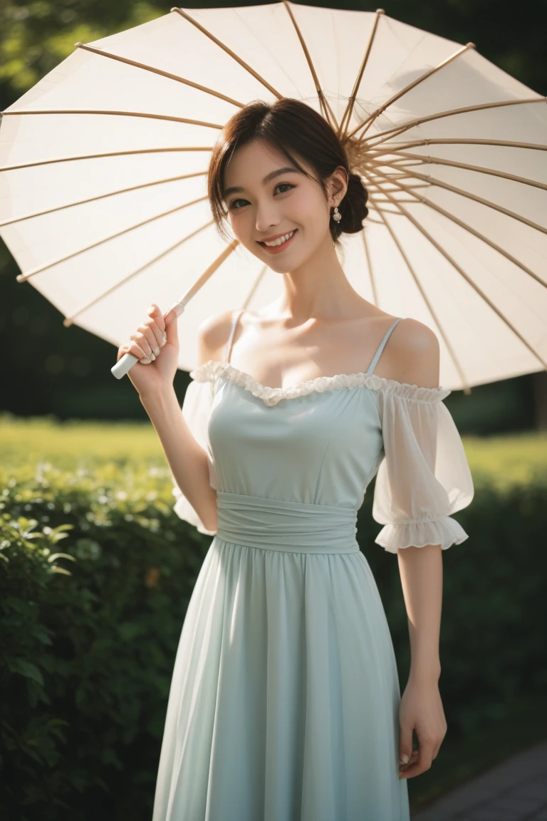 (High picture quality,Best graphics,Details up)Goose egg face，White Skin Skin，Broad，Watery eyes，A looming smile，Contre-Jour，Depth of field is lost，dense fog，Sparkling backlight，dark night atmosphere，Translucent profile，Sultry。asiagirl