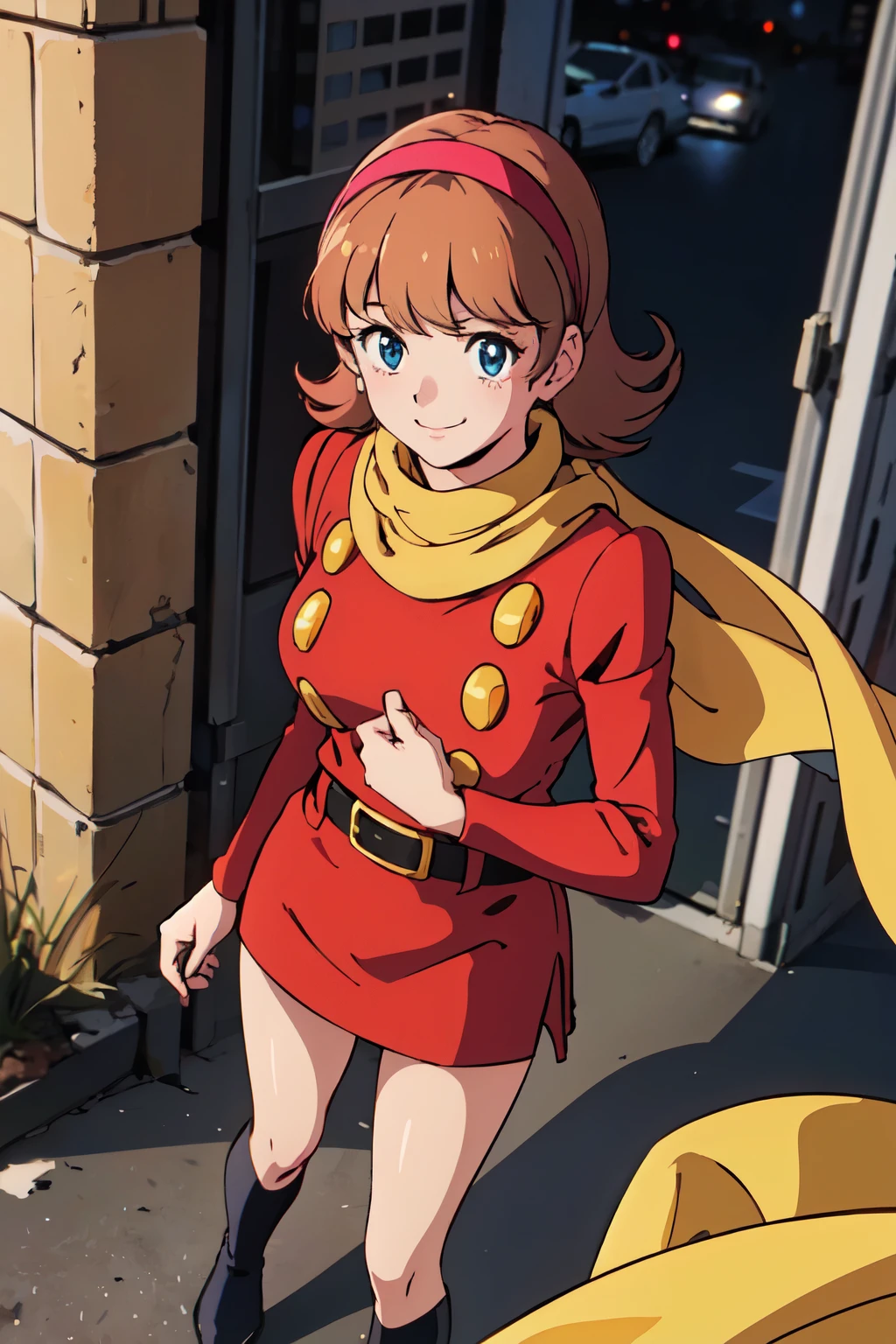 Cyborg 003 city miniskirt gold yellow scarf from the above
