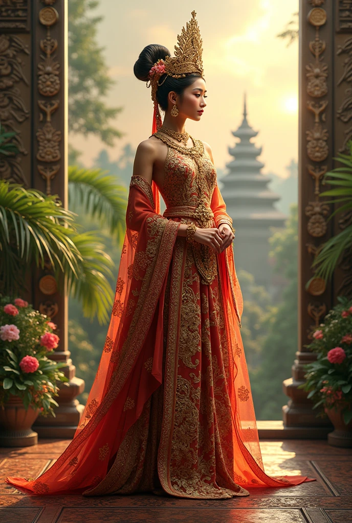 The Thai Queen wears Thai dress.