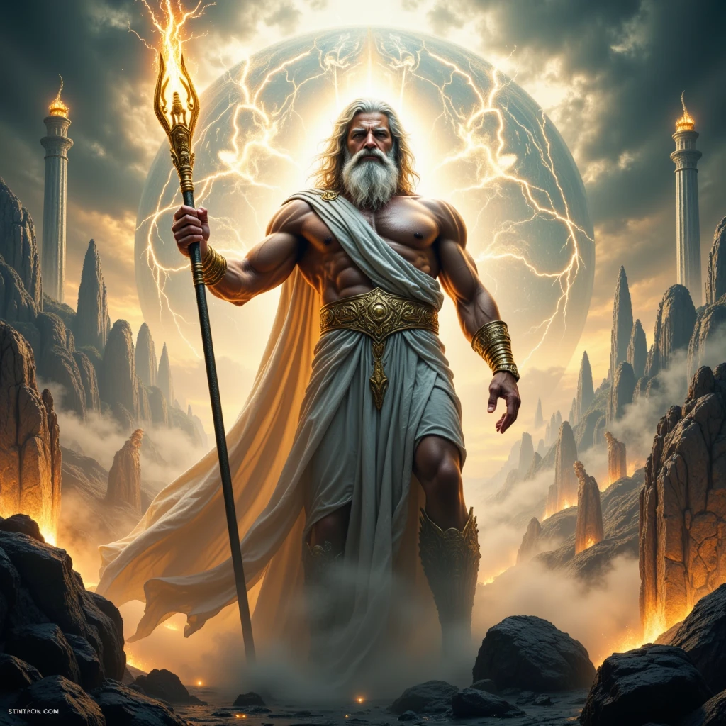 hermes trismegistus, olympian god, greek mythology characters, holding a caduceus staff, greek god, looking as a Marvel movies hero with a background about his book kybalion