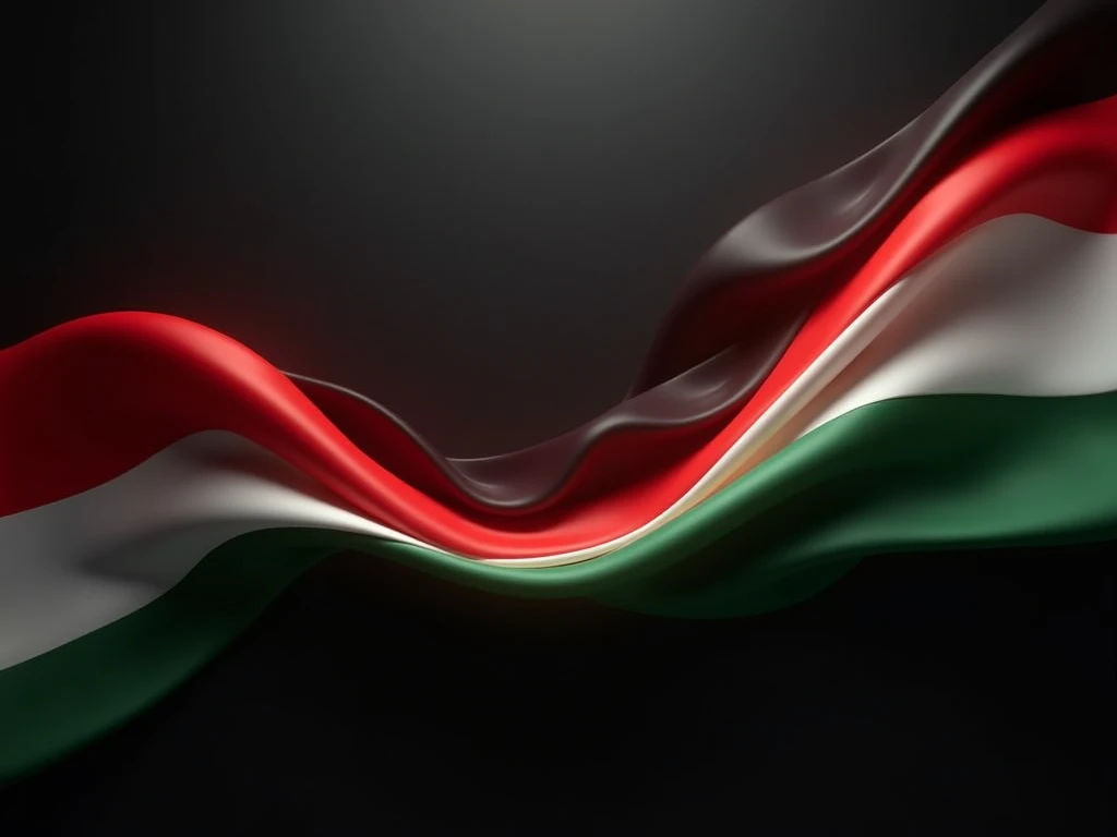 Flag of red, black and white colors