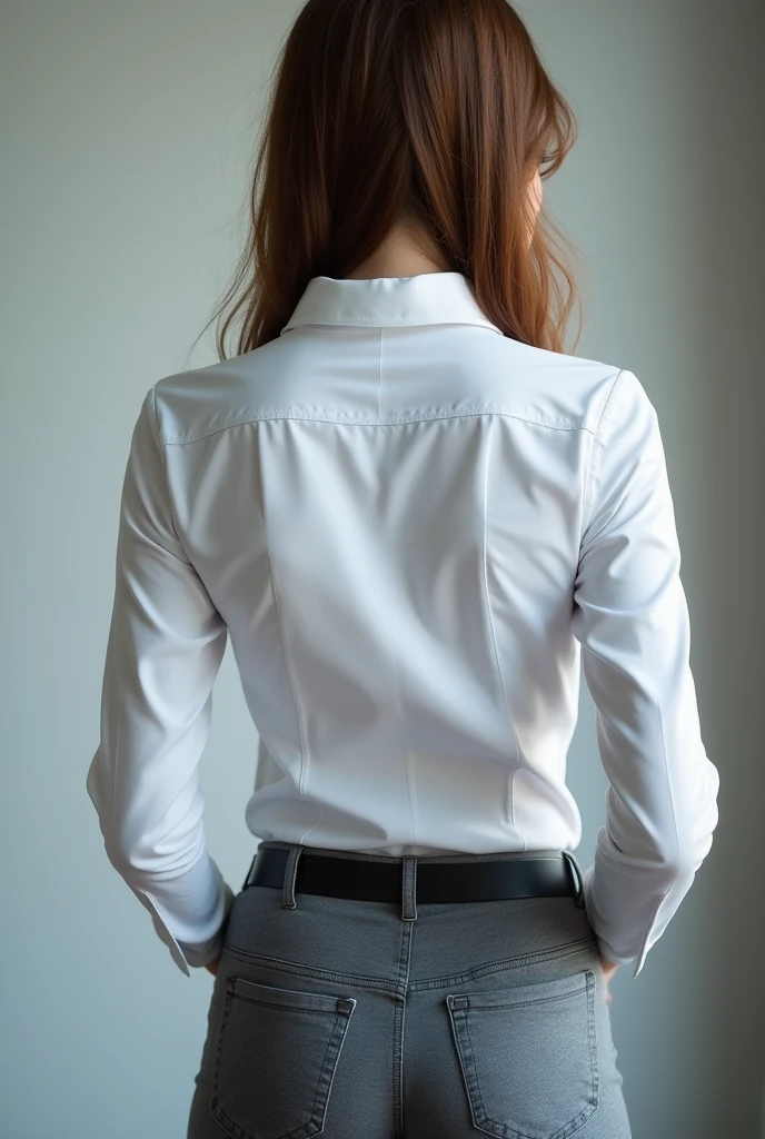 back view woman white clothes
