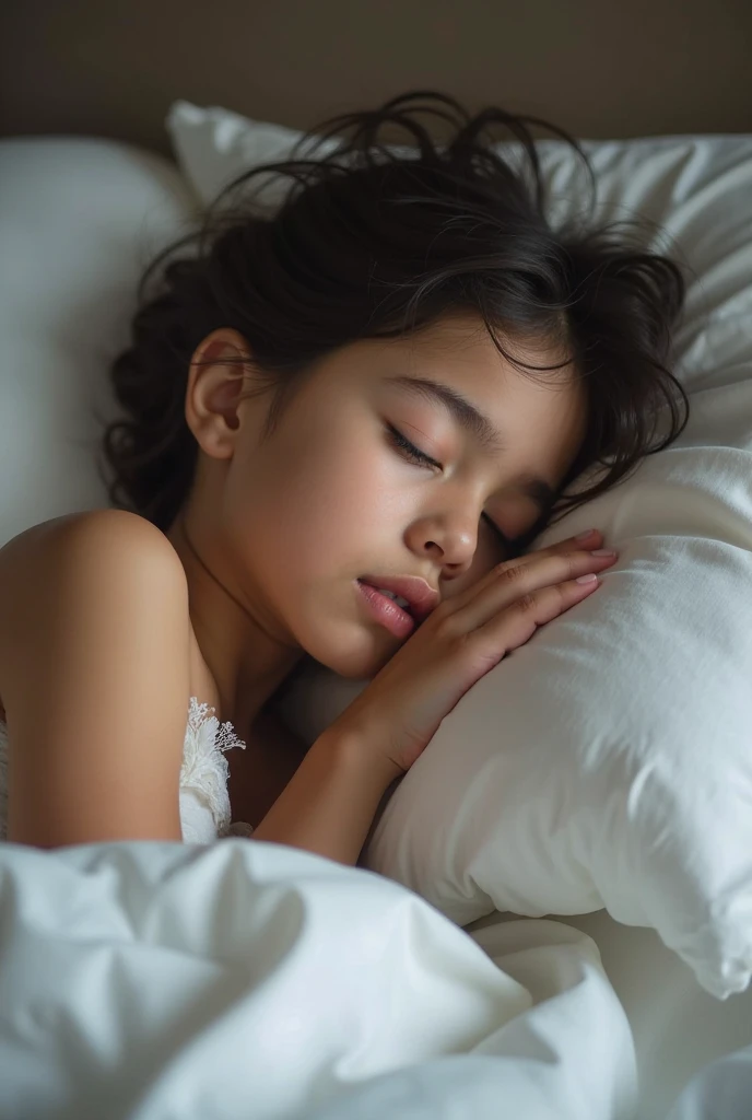 Girl sleeping in her bed