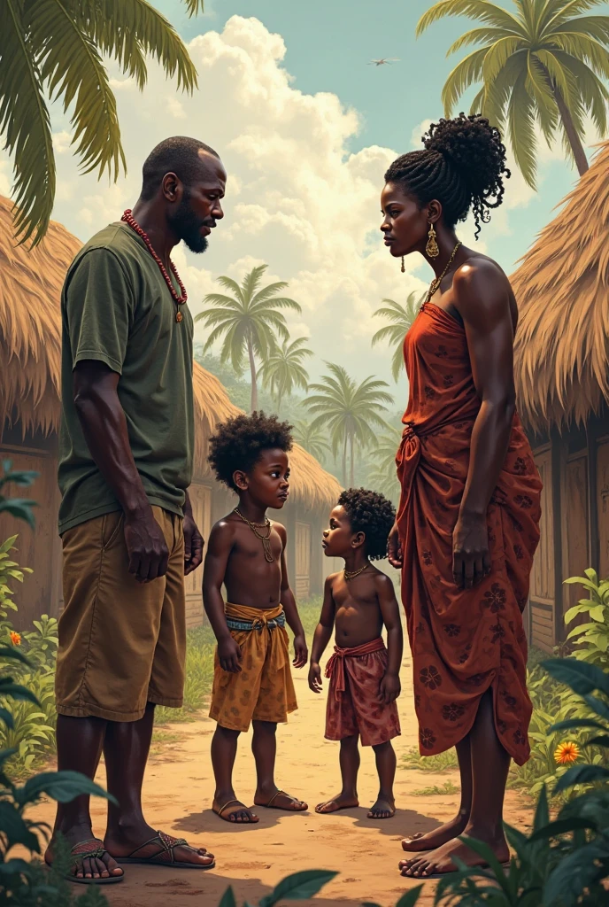 Generate a stereotypical cartoon image how western countries see Africa.