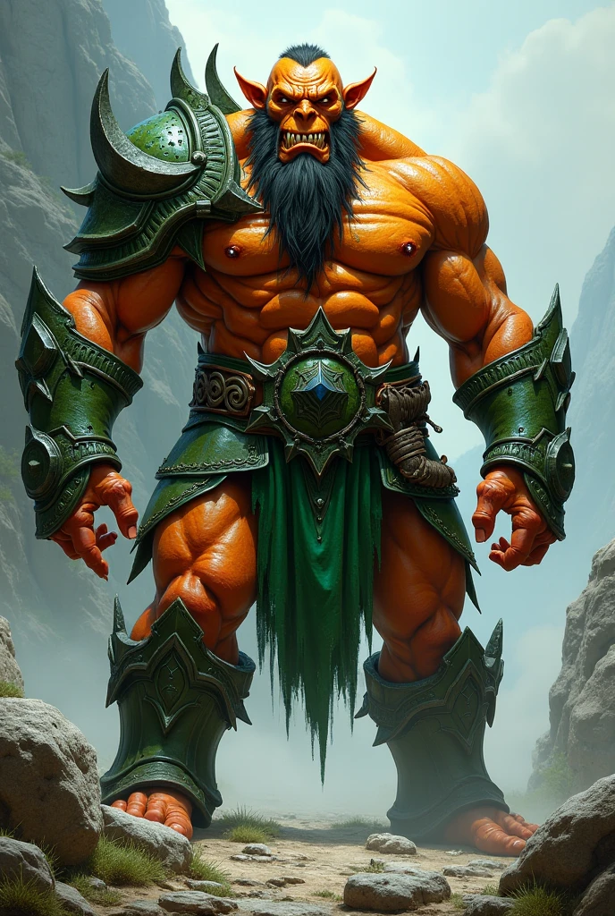 powerful, anthropomorphic, aquatic, shark-like alien humanoid, large imposing physique, muscular build, stern menacing expression, smooth bone-like skin, red gemstone embedded at the top, narrow glowing eyes, white pale skin, shoulders adorned with a thick, fur-like material, on right shoulder large ornate armour piece resembling a horned beast's skull, chest is marked with red, tribal-like symbols, necklace made of green stones or gems