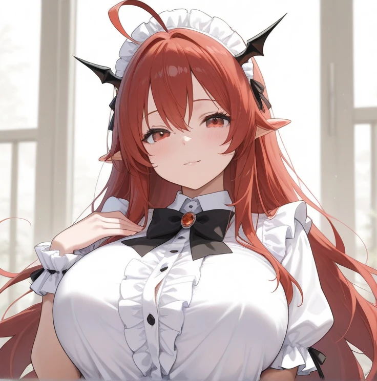 best quality, masterpiece, highres, solo, {surtr_arknights:0.90}, {maid:1.40}, {long maid dress:1.15}