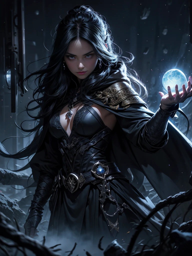 Rogue Ursulla incorporates a multitude of cruel characteristics into her appearance, cativando assim a natureza complexa de sua personagem. His impressive physical attributes, like her porcelain complexion that contrasts menacingly with the black hair cascading over her shoulders, draw attention to their elegance and grace, while also hiding a depth of malevolence. Seus penetrantes olhos vermelhos parecem devorar almas, reflecting a chilling malevolence that leaves a lasting impression. Os contornos do seu rosto, sculpted with a mix of sharp angles and gentle curves, create an ethereal yet frightening allure. Ursulla's cruel appearance is further accentuated by her attire., composed of flowing black cloaks that billow like a menacing cloud, completos com intrincados desenhos prateados que lembram teias de aranha. Em suma, Rogue Ursulla's cruel appearance encapsulates her essence, at the same time enchanting and terrifying all those who dare to contemplate it.