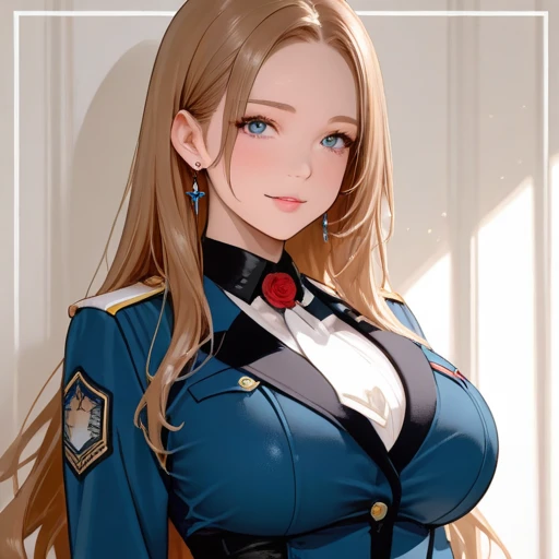 (back view, backside view),(masterpiece, best quality:1.4),Girl sitting on bed, absurdres, highres, ultra detailed, beautiful, 1girl, (secretary), (perfect face, detailed face, beautiful:1.3), (blue eyes, golden hair, bangs, hair intakes, long hair), (natural breasts, cleavage), collarbone, fingerless gloves, gloves, dress tight, over the knee dress, hat, navel, neckerchief, red neckerchief, elegant secretary dress outfit, thick thighs, thighs, multiple belts, More detailed 8K.motor irreal:1.4,UHD,La mejor calidad:1.4, fotorrealista:1.4, textura de la piel:1.4, obra maestra:1.8,obra-prima, mejor calidad,objeto Objeto], (detailed face features:1.3),(manos detailed)