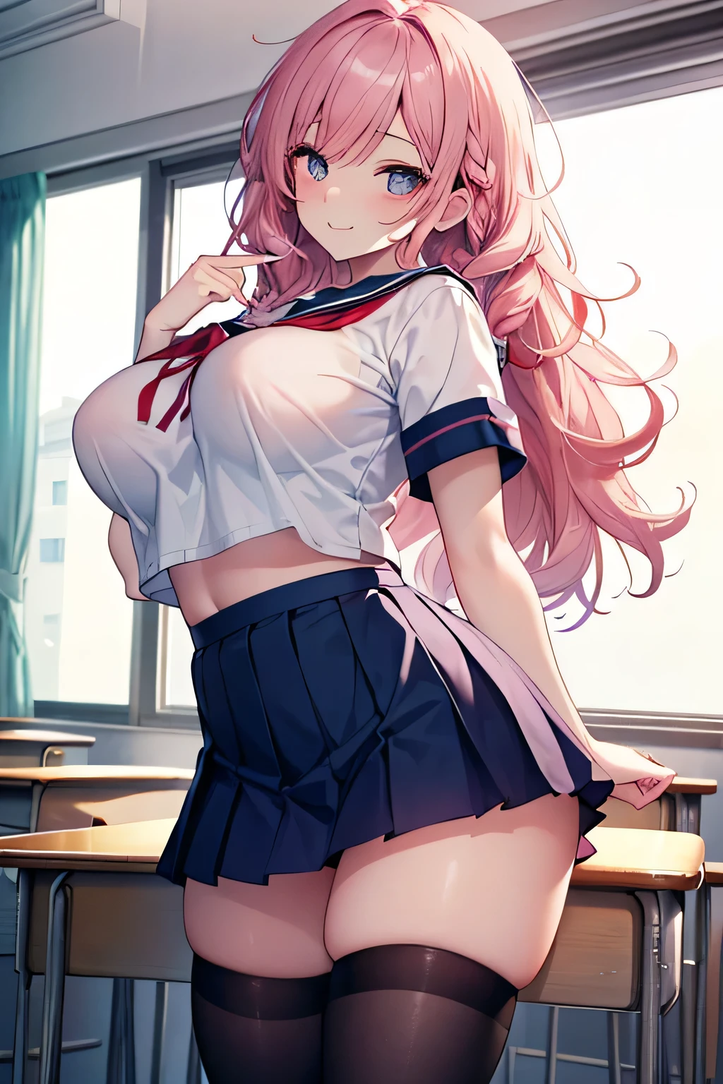 (a girl in front of a giantess girl: 1.1), (2girls:1.7), (a giantess looking down at a girl), , (giantess:1.2), (:3), cute girl serafuku, (school: 1.1), cleavage, very detailed, beautiful, professionally drawn, (huge breasts), (cleavage sweat), (anime drawing:1.1), sketch, (anime:1.1), (very cute anime girl), (bright), (low contrast), collarbone, (prettiest teenage girl), (mature face: 1.4), (tall girl with big breasts: 1.2), underboob, sweaty, (cute navel: 1.1), (girl rear end: 1.2)