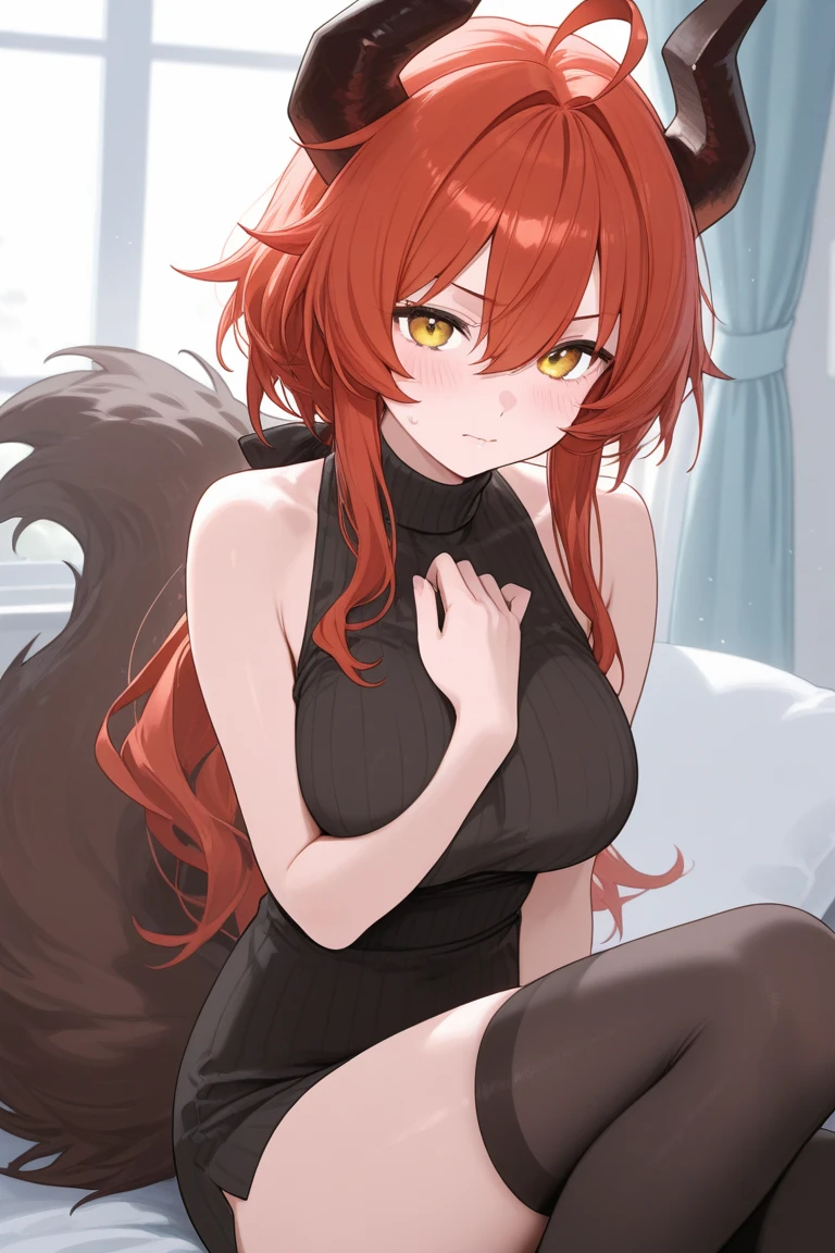 (anthro cat:1.2),  r3dr0mp3r, lace trim, black silk romper, long hair, (detailed ginger  hair), (perfect grey eyes), (detailed body fur:1.2), cat tail, from above ,
beautiful bedchamber, windows with curtains, night, 
(masterpiece:1.2), (best quality:1.2), (intricate:1.2), (highly detailed:1.2), (sharp:1.2), (8k:1.2),
cinematic light, vivid colors
<lora:r3dr0mp3r:1>
