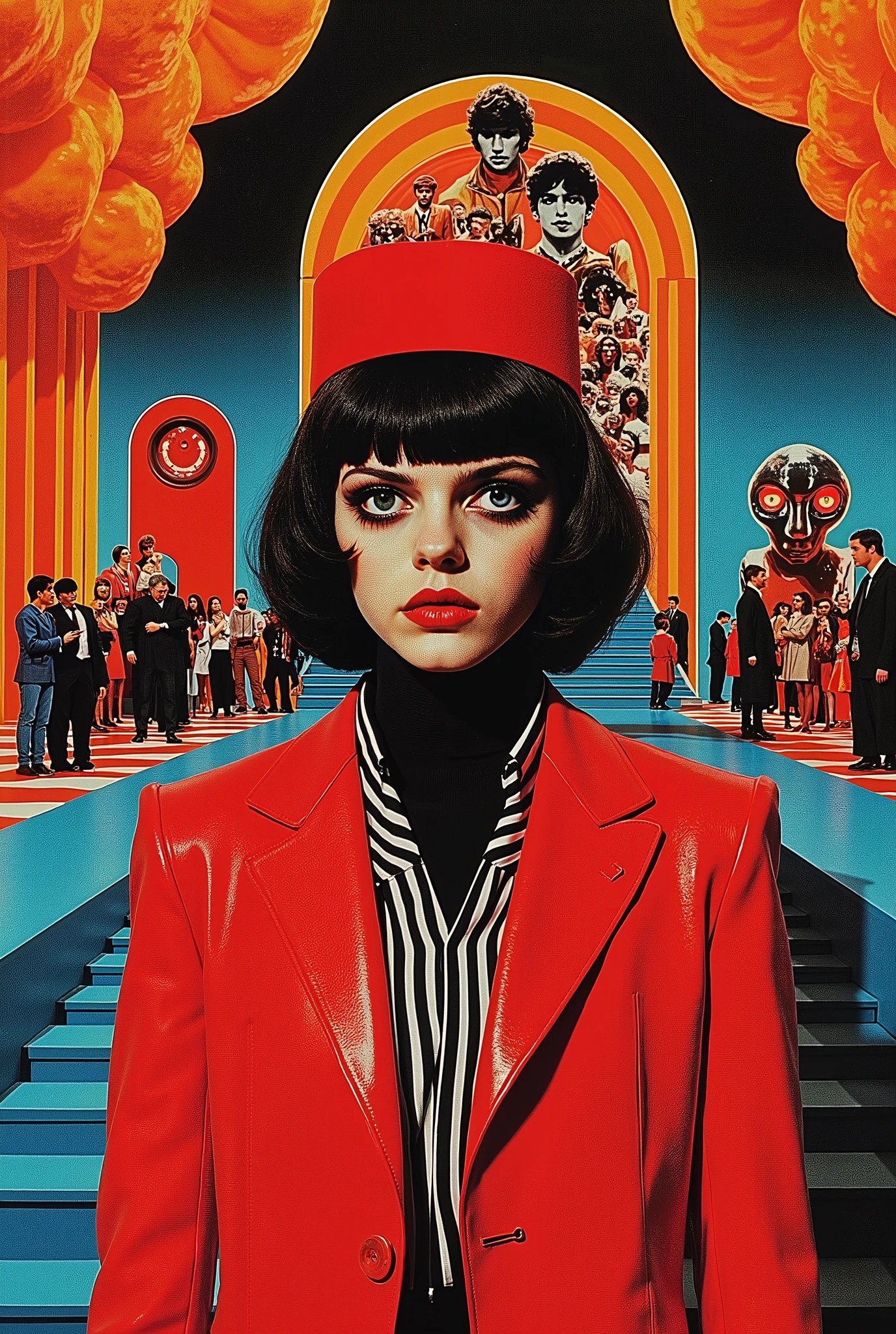 Surrealist Psicopop. intriguing people. Clockwork Orange film. cinematic. 8K.