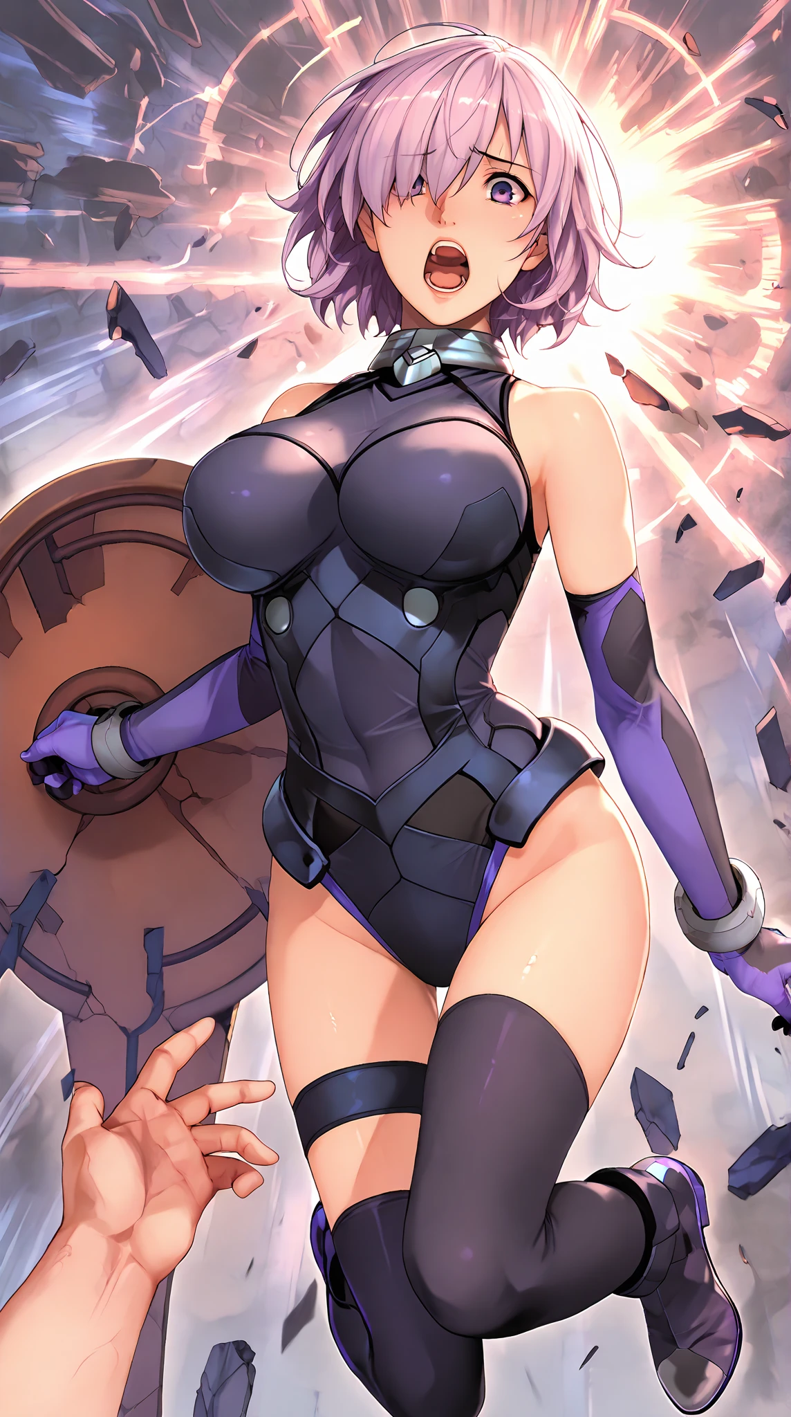 Have, tie, gloves, ribbed bodysuit, Expressionless, 虚ろなeye, View your viewers, corruption, Mind control, Female Fighter, whole body, Hypnosisにかかった, Unfortunate trance, whole body, follow, 完璧な女性of体, Hypnosis, Hypno Lola, 虚ろなeye, Mind control装置, Pauses, Obedient_Pause, slave, Are standing straight, Are standing, Are standing at attention, Combat Stance, Extend your right arm from your shoulder、Stretch your hands out into the air, (((Pixel Perfect, Perfect in every detail))), alone, 1人of女of子, hair飾り, Henrietta, Henrietta, ゼロof使い魔, 17_Year_old_女of子, purple_hair, green_eye, Large Breasts, Huge breasts, Henrietta_of_Tristain, Crown, tiara