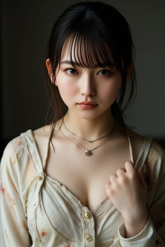 (masterpiece:1.3), (8K, Photorealistic, Raw photo, Best image quality: 1.4), Japanese schoolgirl、(Random Hairstyles:1.2)、Cleavage:1.2、Super detailed face、Attention to detail、double eyelid、Put your chest together、Sharp focus:1.2、Beautiful woman:1.4、Light brown hair、Highest quality、masterpiece、Ultra-high resolution、(Photorealistic:1.4)、, compensate, eye shadow, Thick eyelashes, Fantasy, Looking at the audience, spring ((Natural big breasts:1.4)),((Upper Body))