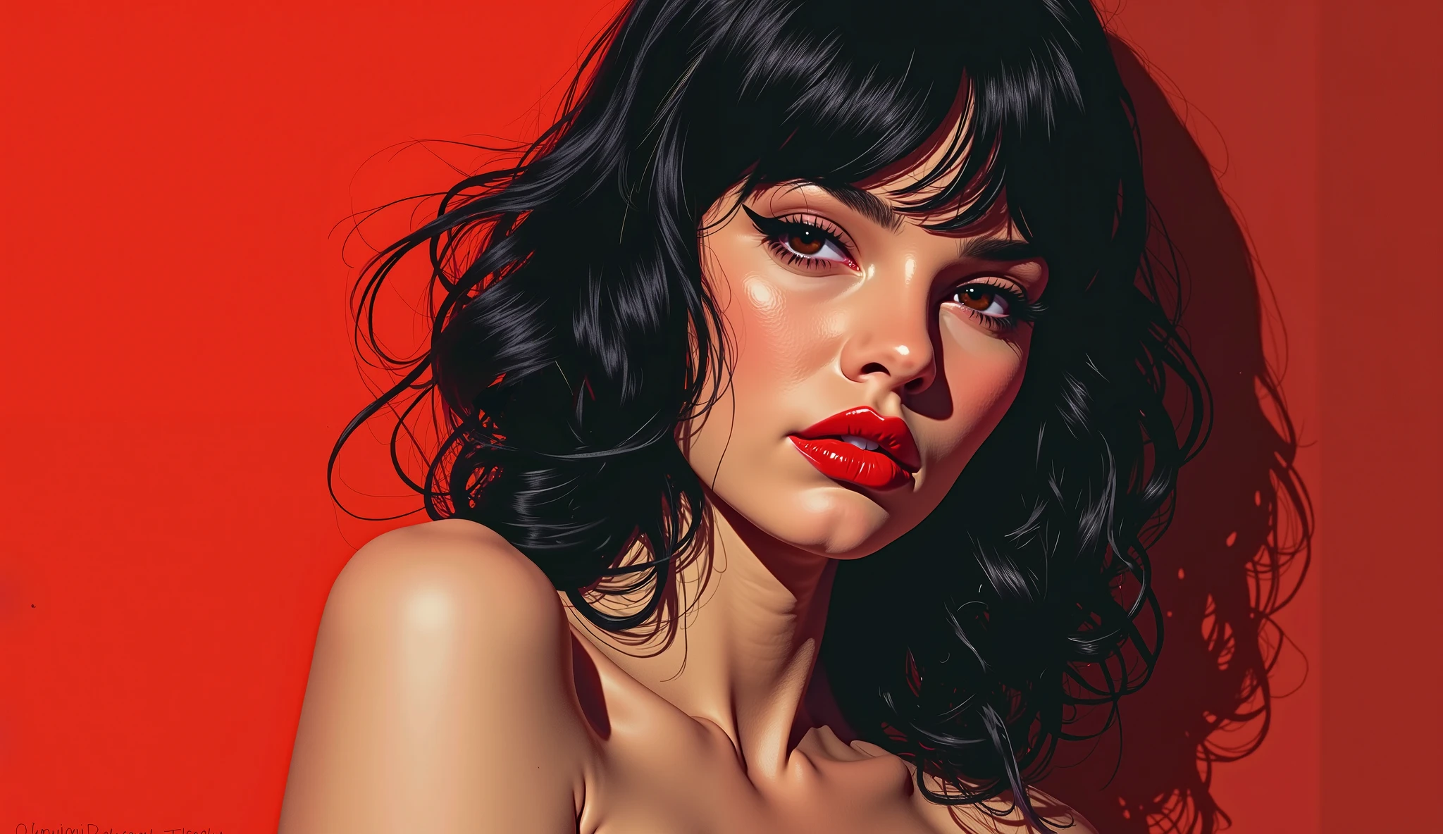 The singer katy perry's with short hair face with art style of mixed media fluid lines