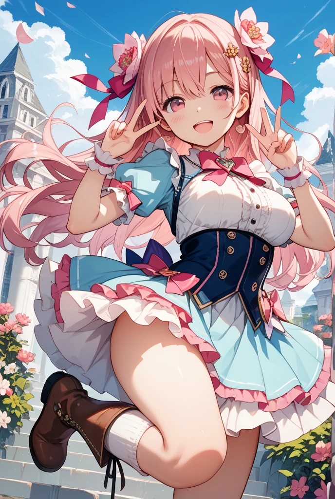 brushing hair, pink hair