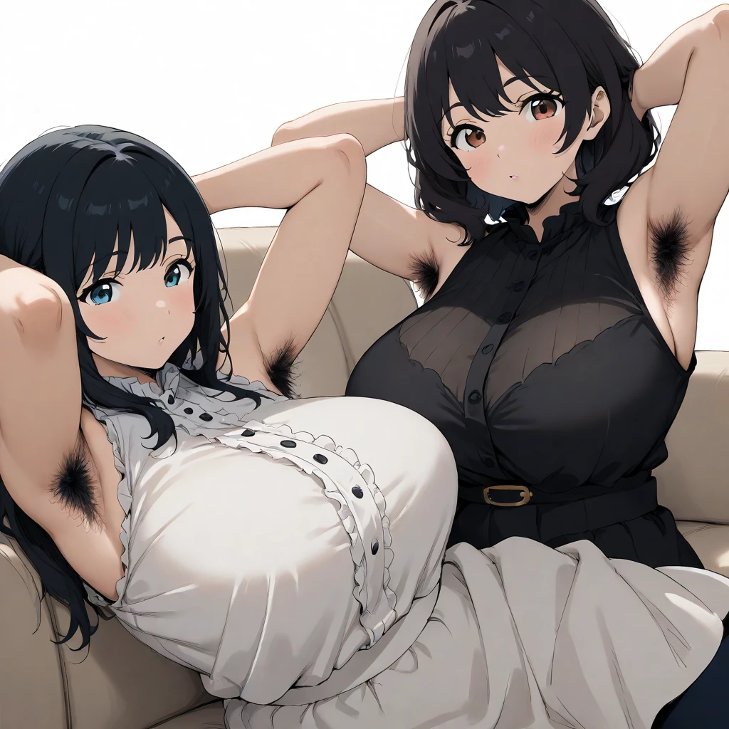 2 heads, three boobs, gigantic breasts, turtleneck sweater, kissing, huge boobs.