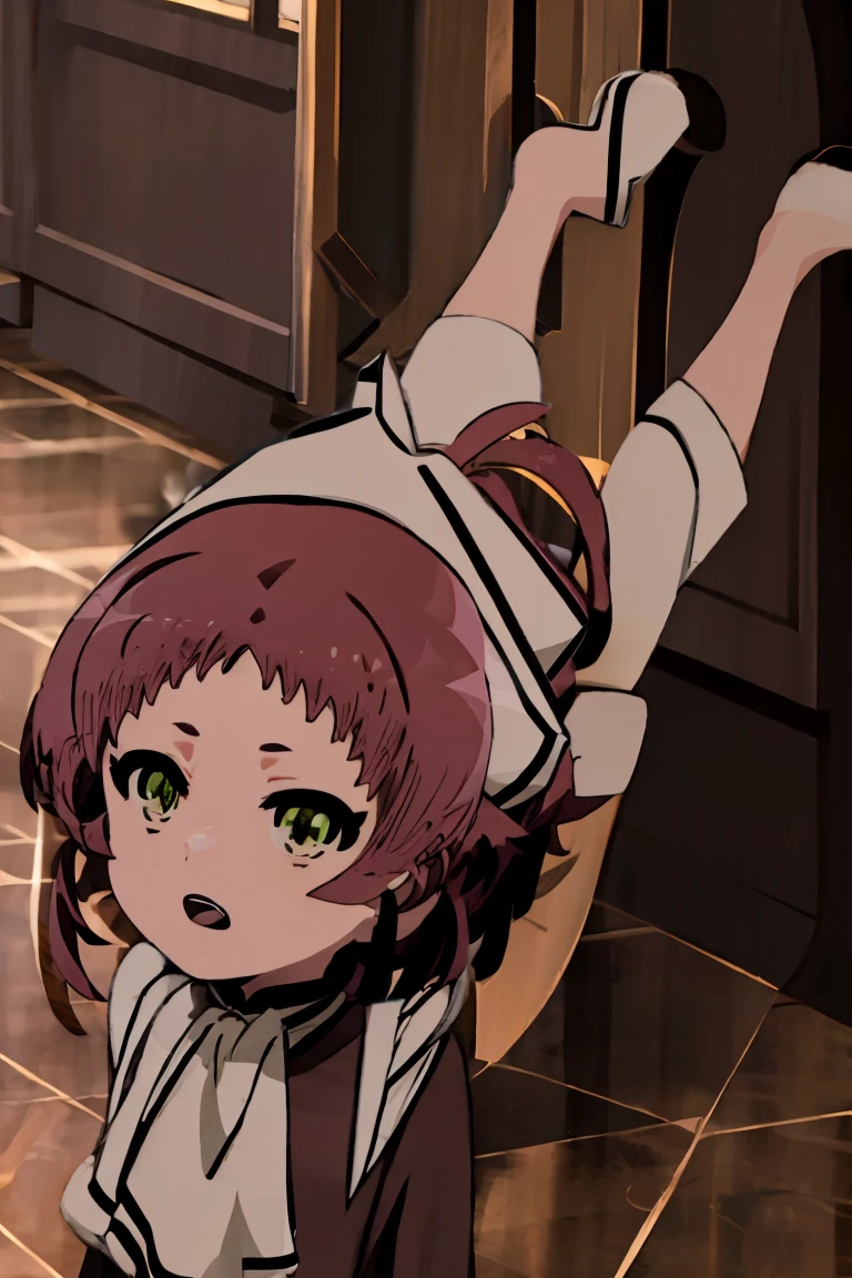 <lora:Doro_X_PDXL_V1:1> score_9, score_8_up, score_7_up BREAK source_cartoon, doro, creature, chibi, four legs, solid circle eyes, <lora:guilty-nikke-richy-v1_pdxl:0.9> guilty, brown hair, green hair, colored inner hair, multicolored hair, hair between eyes, purple eyes, white bodysuit, collar, straitjacket, chain, chains, chained, restrained, prison, indoors, soft lighting, dramatic lighting