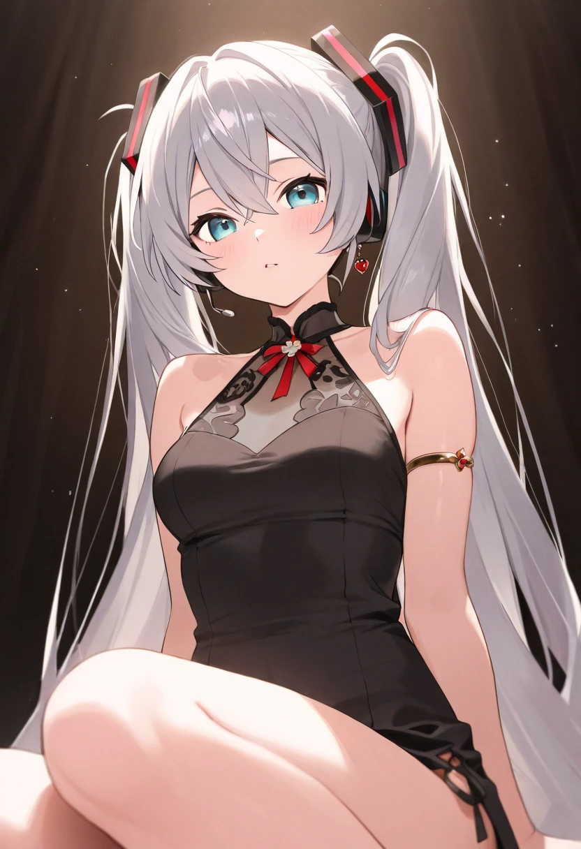 flat２D Anime Illustration。Emerald Punk Background。Ultra high definition。Enraged, he turns his face away。Lying on the floor。Off-the-shoulder clothing。Navel clothes。Beauty。Long white hair and fox ears。Big bust。Many earrings。Many necklaces。Many brooches。Many hair accessories。