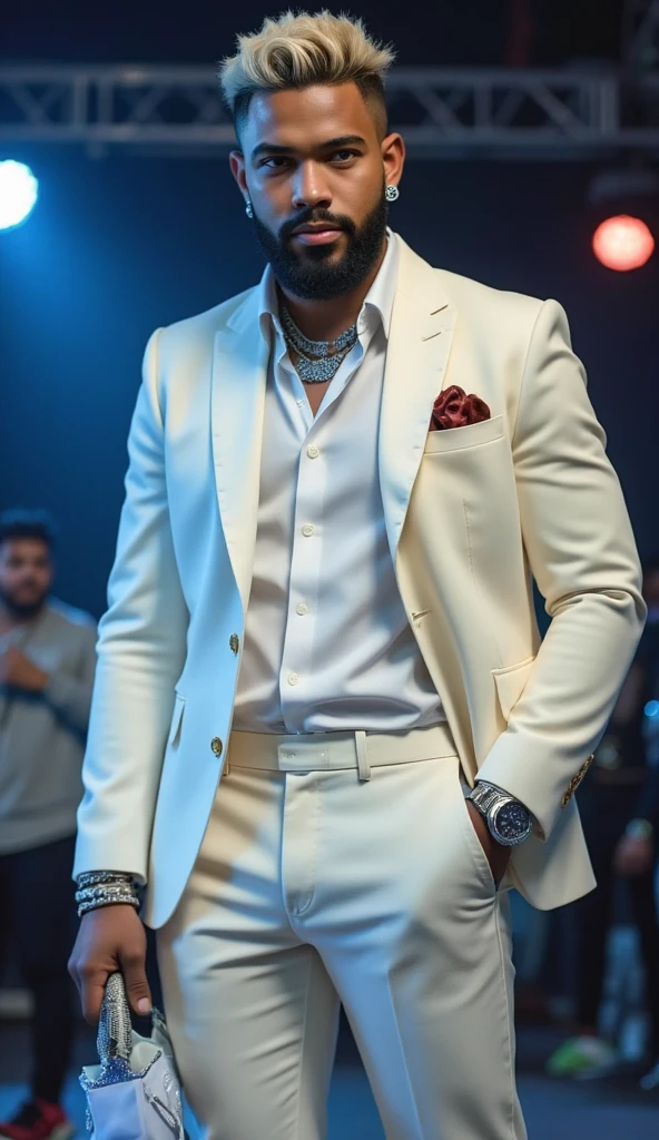 Indian、Movie actor、Idol、Star、male、Large sunglasses、beard、Fancy suits、Pure white shirt、I'm putting it in parentheses、Upper Body、8k、Ultra HD、Detailed depiction、Precision、