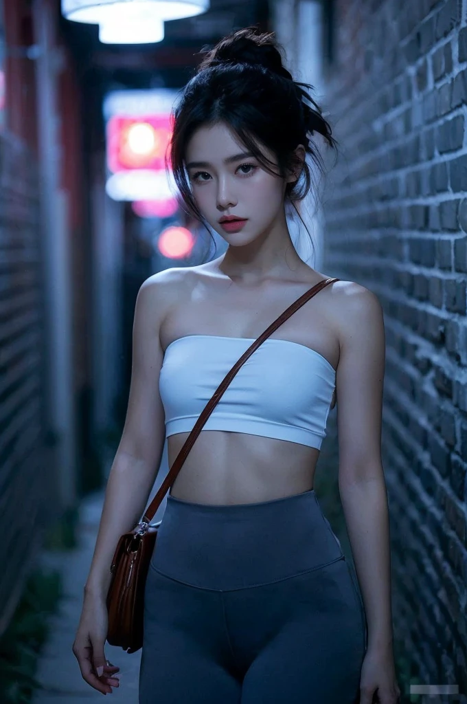 21yo girl with short dark hair and a tattered grey cloak, black pants. she floating in the air, on top of a building in a gothic fantasy city. the sky has a red glow and ash is falling.