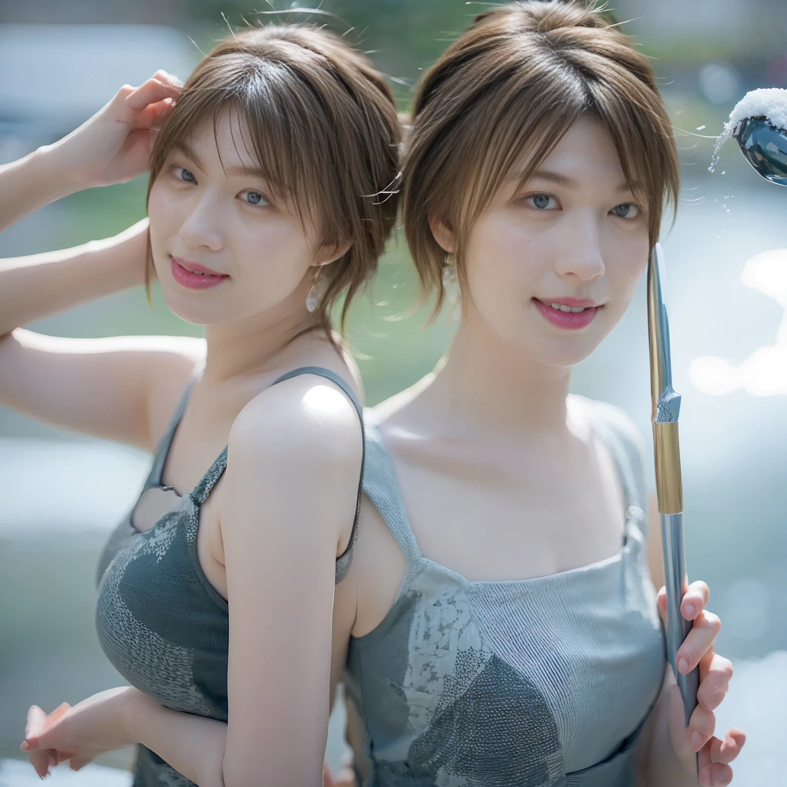(Highest quality、8k、32K、masterpiece、Hmph:1.2)、Photo of beautiful Japan woman in her 30s、very short hair、short hair、Shortcuts、Upper Body、necklace、Shooting from above、Don&#39;t look at the camera、(Realistic、Photorealistic:1.37)、1 Girl、Photographed in natural light、Physically Based Rendering、Excellent image quality、High resolution、1080p、(Detailed facial depiction)、(Detailed description of the hands)、(Detailed CG)、Rich details、(exquisite features)、(Best image quality)、(masterpiece)、(Beautiful Eyes)、Delicate clavicle、Various poses、profile、White wall、In front of a white door、(窓のあるWhite wallの部屋)、Earrings、Laughter、Spring Clothes、((Long sleeve dress))