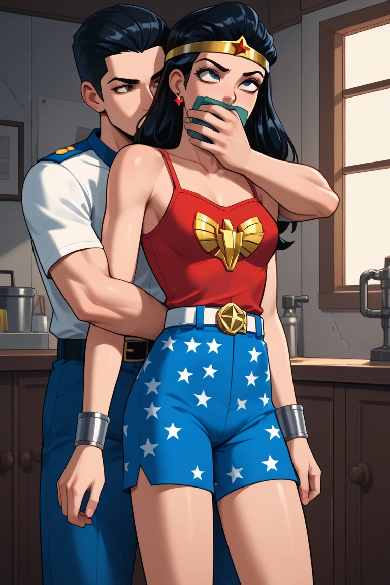 Wonder woman - kid stuff, futanari, pau gigante huge, cumshot, kid in car
