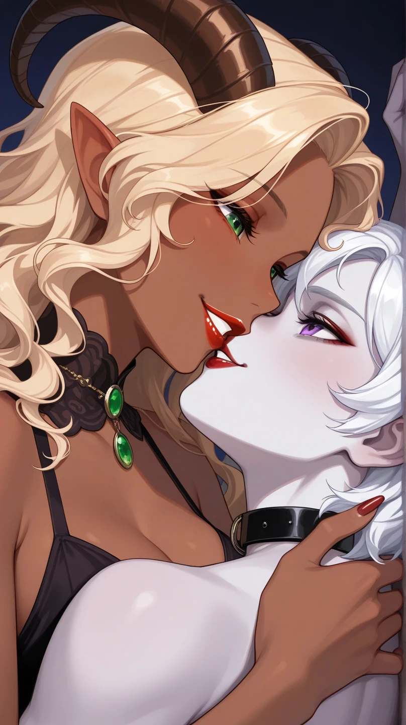 (best quality:1.2), 2milf, 2girl, (natural makeup, big tits, seductive, motherhood, looking at the audience, sexy, (mature woman, milf: 1.1), solo, (curve: 1.1), milf, blonde hair, close up, ultra detail, hdr, shot from above, detail face, detail bedroom, upper body, very detailed face, closeup face, down blouse, on party, party dress, ino yamanaka, two girls, kiss, blonde hair, face-to-face, Canon, 8k, 8k, best quality