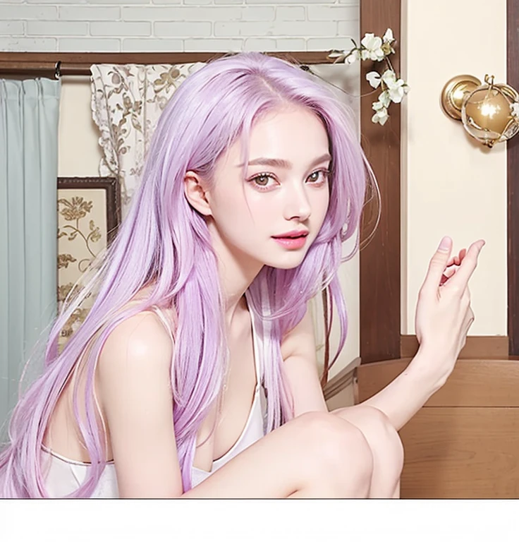 (woman lying in bed)1 woman, silver hair, hair in lines, smooth, smoothทื่อ, long hair, pink hair, tear, Long eyelashes, purple eyes, put on makeup, smile, Chapped lips, ความrealistically, truth, Surrealism, depth of field, One person's point of view, retina, table top, correct, correctตามหลักกายวิภาคศาสตร์, textured skin,(Rough short sweater)Float off shoulder、off shoulder tight skirt((full body angle))、Stick out your butt.)、(Shapely breasts,)、((sexy pose)))、(camel toe), tongue、vaginal orchid、Vaginal discharge, runny nose、The tide blows、Very beautiful breasts.、Hold your chest with both hands.、sexual excitement、 Expression、Oily skin。realistically、(kpop idoledium hair、(pink blush)、(shine)、(alone)、Dynamic Post、((nipples harden))、(Bags under the eyes:1.2)、 (Slender legs)、Erotic