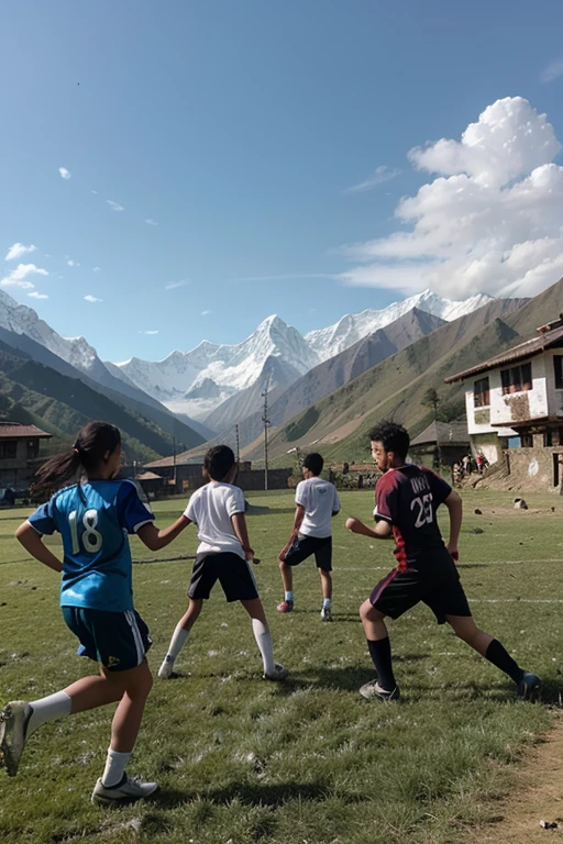 India boys play cricket in mountain