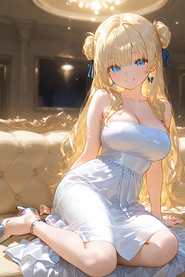 ((Finest quality)),(超A high resolution),(ultra-detailliert),(Meticulous portrayal),((Best Anime)),(Finest works of art),(Ultra-Precision Art),(The art of astounding depiction,Overwhelming depiction:1.5),(intricate and detailed art:1.6), (1 adult female:1.5),(blouse:1.6),(Glowing blonde hair:1.3),(clear blue eyes:1.5),huge tit, Know,Erudition,knowledge,wisdom