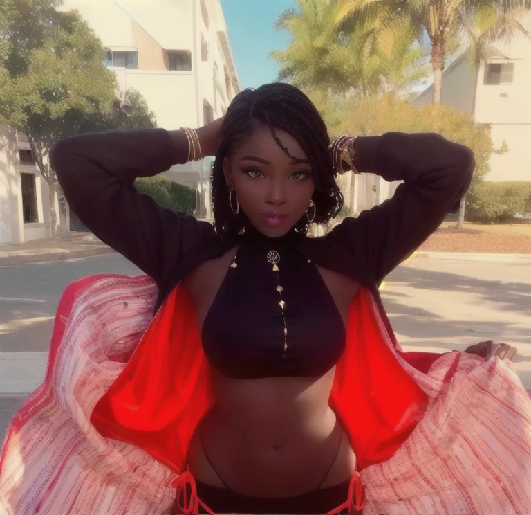 1girl, bandeau, bangle, bare shoulders, black hair, bracelet, breasts, dark-skinned female, dark skin, earrings, grey background, hoop earrings, jewelry, lips, long hair, midriff, navel, solo, strapless
masterpiece, best quality, intricate details, <lora:epiC35mm:1> epiC35mm <lora:epiCRealismHelper:1> <lora:weight_slider_v2:0.8> <lora:backlight_slider_v10:-0.5> <lora:contrast_slider_v10:1>
a painting of a city with a bridge and a river in front of it and a sunset in the background, fantasy art<lora:add_sharpness:1.0><lora:add_sharpness:1.0>