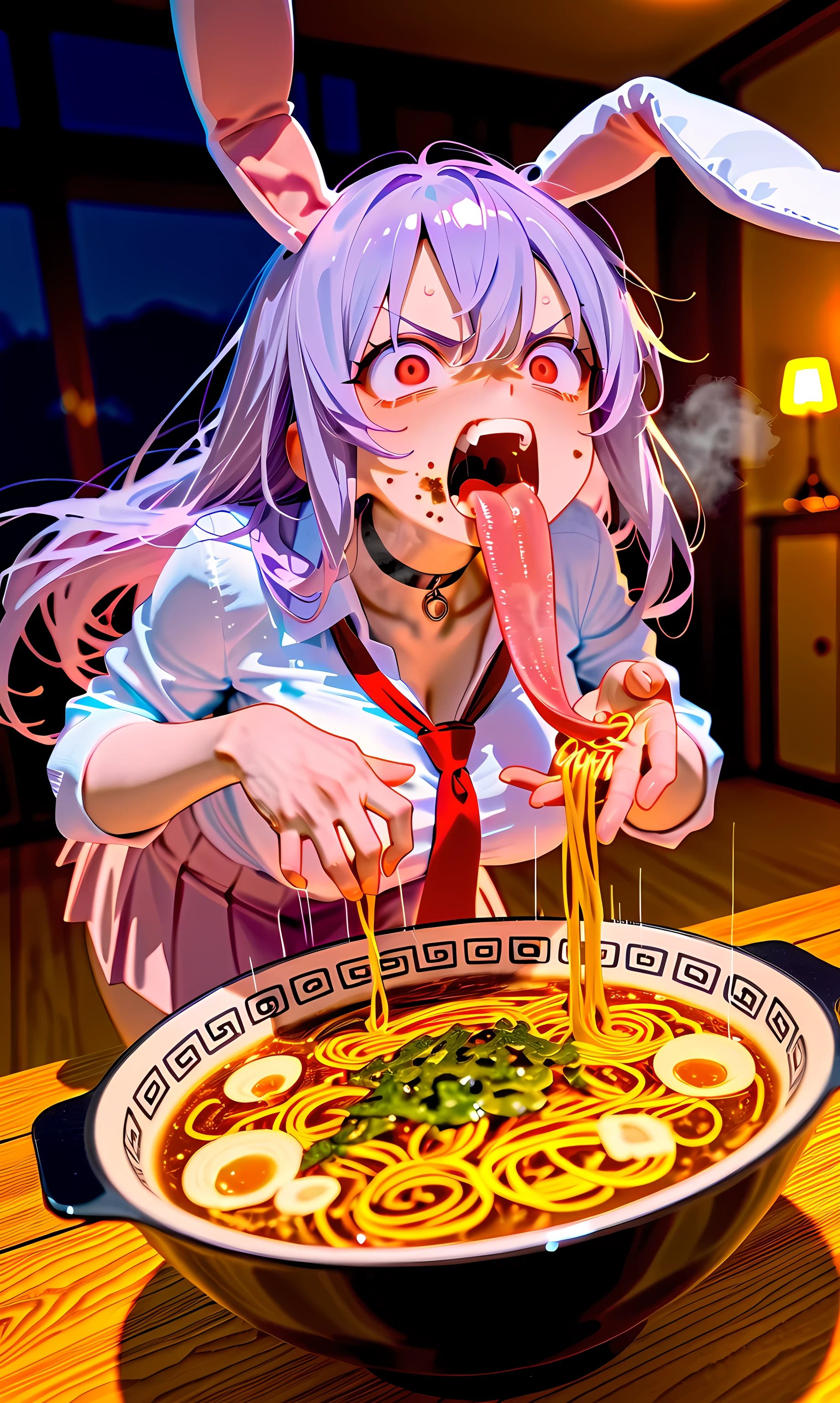 masterpiece, ultra-detailed, detailed-ramen, 1girl, smile, singing, empty eyes, raped, naughty face, {{laughing}}, seductive smile, crying, blood, blood tears, {{{{eating ramen}}}}, {{{{{drinking beer}}}}}, {{many beers}}, full body, cinematic angle, pov