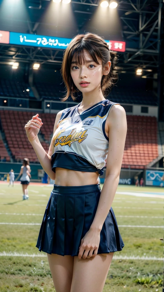 Pubic hair grows、Smile full of happiness、((:1.3))、、、Panting face、Lacking、After being attacked、Sweating、Expression in a state of excitement、short-hair、eye glass、((:1.1))、Pink panties seem to flicker、((1 beautiful girl)), extremely detailed CG unified 8k wallpaper, Highly detailed, RAW color photo, Professional Photography, Realistic, top-quality、hight resolution、ultra-detailliert、masterpiece、Raw photography、realisitic、Photorealsitic、extremely delicate and beautiful、finely detail、Textured skin、poneyTail、full-shot、(Sky from below)、1womanl、japanes、22year old、(Professional Baseball Team Cheerleading)、(Cheering seats in the stadium)、(beauitful face:1.5)、(Showing white panties:1.2)、(Highkick:1.5)、itting open legs、Open your crotch、(Pubic hair sticking out of panties)、Cheering uniform、(a miniskirt:1.5)、tall、Brown hair、Wearing makeup、(Bare legs:1.5)、Do not wear anything on your arm、perfectly proportions、(At SFW)